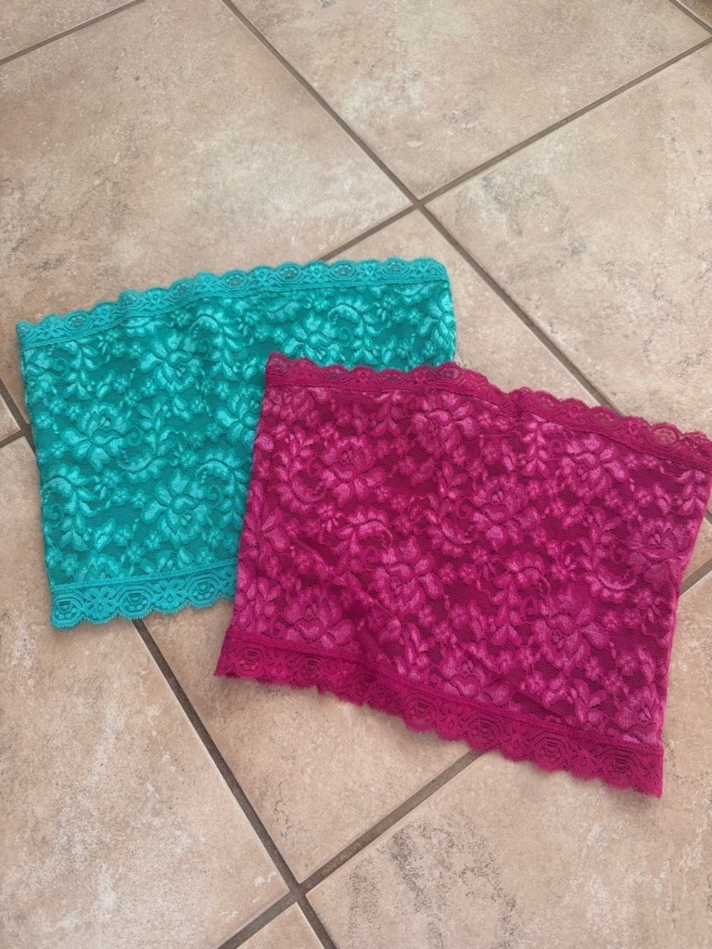 Forever 21 Teal and Magenta Lace Bandeau Duo